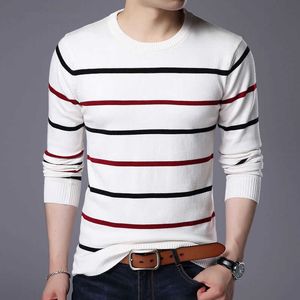 Pullover Mannen Merk Kleding 2021 Herfst Winter Wool Slim Fit Sweater Casual Striped Pull Jumper Y0907