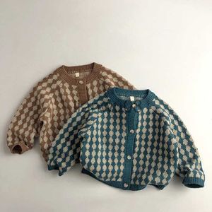 Pullover milancel nieuwe kinderen truien Koreaanse stijl plaid boys brei cardigans meisjes gebreide kleding x0818