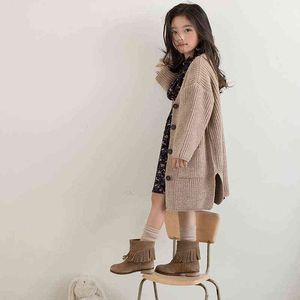 Pull nouveau 2021 automne bébé hauts marque filles chandails enfants vêtements d'extérieur enfants Cardigan enfant en bas âge simple boutonnage manteau 2640 0913