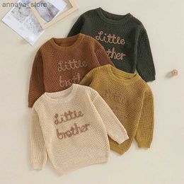 Pullover Nou nouveau-né pulls tricotés d'hiver Autum Baby Boy Cloths Round Nouf Kid Toddler Boy Pullover Baby Letter Broidery Miots Topsl2404