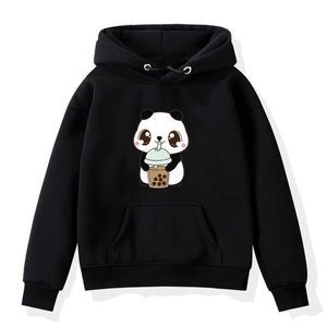 Pull Panda Cartoon Sweats à capuche enfants garçons filles sweat-shirt Bubble Tea Imprimer enfants polaire survêtement sweat-shirts veste enfant en bas âge à capuche 220924