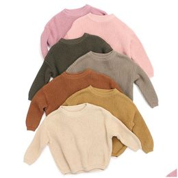 Pullover plover kinderen trui herfst winter boy girl casual solide crewneck tops zachte dikke kinderen kleding baby truien gebreide wol dhjgh