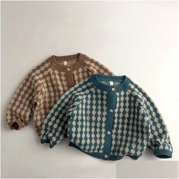 Pilover Plover Milancel Kids pulls coréens Style Plaid garçons tricot cardigans filles tricots 230809 Drop livraison de maternité bébé DHBP2
