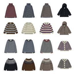 Pullover voorverkoop 2023 Denemarken Fub HerfstWinter jongens en meisjes gestreept effen vest met lange mouwen en capuchonjas 230918