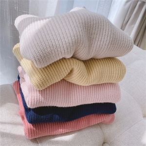 Pullover vaste kleur babymeisjes zachte wol gebreide trui voor kindertoppen kleding lente herfst kinderen kasjmier pullover truien 220919