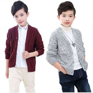 Pullover lente en herfstjongens trui vest vesting jas kinderen breien pure kleur jacquard v-neck jas voor 2-10 jaar oude babykinderen 0913