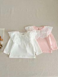 Pullover printemps et automne-né bébé filles coton polo cou t-shirt en sous-vêtements pour enfants pour bébé vêtements240502