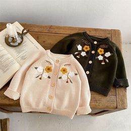 Pullover printemps automne chouchis bébé bébé fille broderie tricot manteau à manches longues née cardigan manteau de vêtements pour enfants 221110