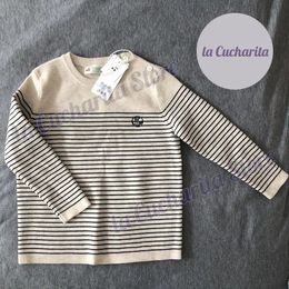 Pullover trui voor jongensmeisjes merk Aleksi gestreepte gebreide pullover crème wol gebreide kleding babykleding kinderen luxe jumper voor jongensmeisjes 231215