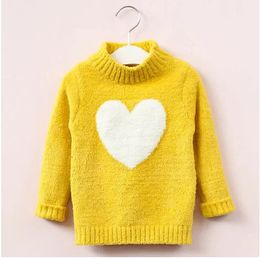 Jersey suéter niña invierno manga larga cálido primavera tejido bebé niñas suéter niñas jersey top 4 8 años suéter corazón niñas 231017