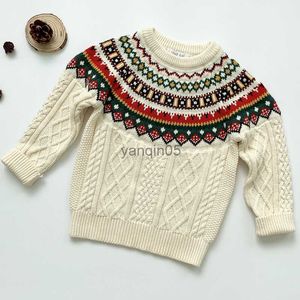 Pullover Sweater Kinderen Baby Kleding Herfst Jacquard Lange Mouwen Breien Truien Winter Kinderen Katoen Kerst Jongens Meisjes Truien Tops HKD230719