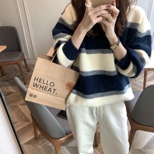 Pull pull vêtements d'extérieur haut rayé femmes automne et hiver nouveau minceur fée ralenti Style japonais doux lait pull