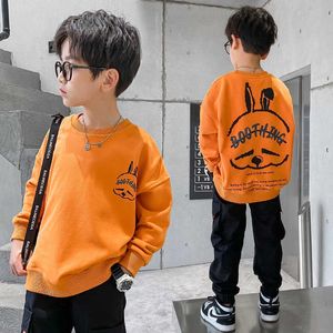 Pull enfant en bas âge bébé dessin animé lapin sweats automne enfants à manches longues hauts Orange noir coréen enfants vêtements 8 à 12 ans 220924