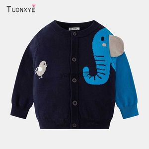 Jersey TUONXYE, suéter de punto de manga larga para niños, bonito botón de elefante de pájaro de dibujos animados, ropa de algodón suave y cálida para niños de 2 a 9 años HKD230719