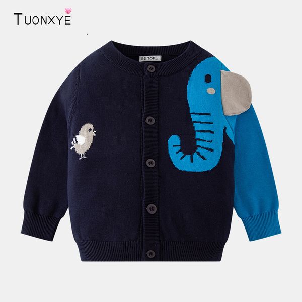 Pull TUONXYE Garçons Manches Longues Pull Tricoté Mignon Dessin Animé Oiseau Éléphant Bouton Doux Chaud Coton Vêtements Pour Enfants 29 ans 230918