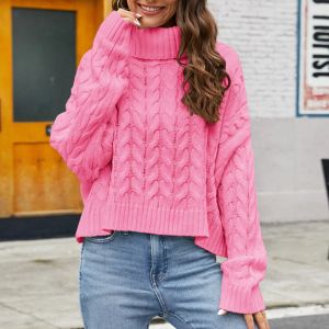 Pullovers herfst winterturtleneck bijgesneden trui vrouwen wit roze paars gebreide korte pullover tops y2k vrouwen losse fit schattige truien