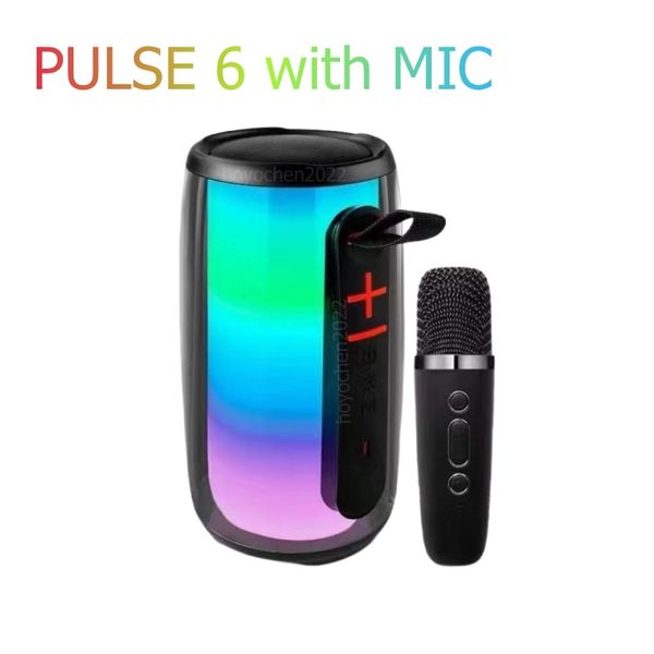 Pulse 6 haut-parleur avec microphone sans fil Bluetooth lumineux lumineux portables en haut-parleur Bluetooth extérieur grand subwoofer music pulse6 haut-parleurs