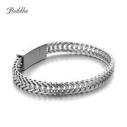 Pulseira Masculina Bouddha Bracelets Couleur Argent Ton Lien Chaîne Bracelets Bracelet pour MENS Bijoux Cadeau Bonne Qualité 210609