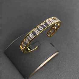 Pulsera Abierta Letra Hueca Para Mujer Plata Ley 925 Dorada Y Amarilla Luz Francesa de Lujo Estilo Bohemio Regalo