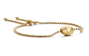 Pulsera Hoge kwaliteit Dainty Stainls Steel Verstelbaar Gold Round Box Chain Elegant 12 Zodiac Sign Charm Bracelet75804947125331