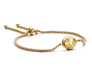 Pulsera Hoge kwaliteit Dainty Stainls Staal Verstelbaar Gold Round Box Chain Elegant 12 Zodiac Sign Charm Bracelet75804944908270