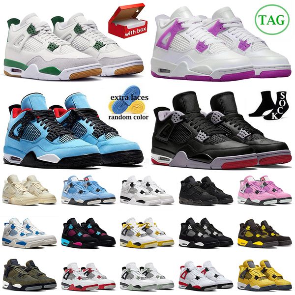 nike air jordan retro 4 4s jordan4 travis scott Hommes Basketball chaussures tops Flying Red Thunder sail photon Dust Infrared Black Cat hommes femmes sneakers sneakers【code ：L】