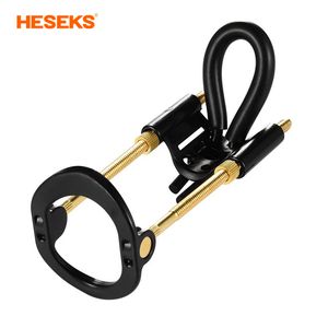 Pompe Jouets Heseks Agrandissement du Pénis Stretch Clamp Extender Stretching Exerciseur Penisgrowth Dispositif de Traction pour Hommes Portable Sport 230719