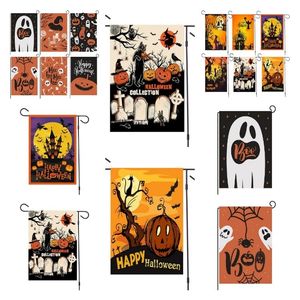 Pumpkin Banner Vlaggen Geest 47 * 32cm Halloween Tuin Vlag Linnen Werf Vlag Decoratie 12 Stijl 100 stks T2I52382