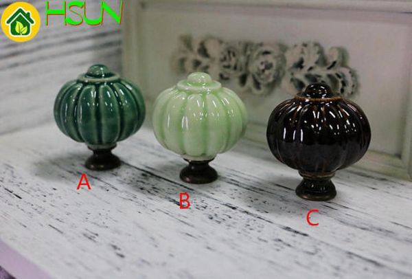 Pumpkin Ceramic Moutons Diroir Bouton S Poigrés Doiche Knob Cuisine Armoire de cuisine Poiglettes Lumières vert foncé Brown3186077