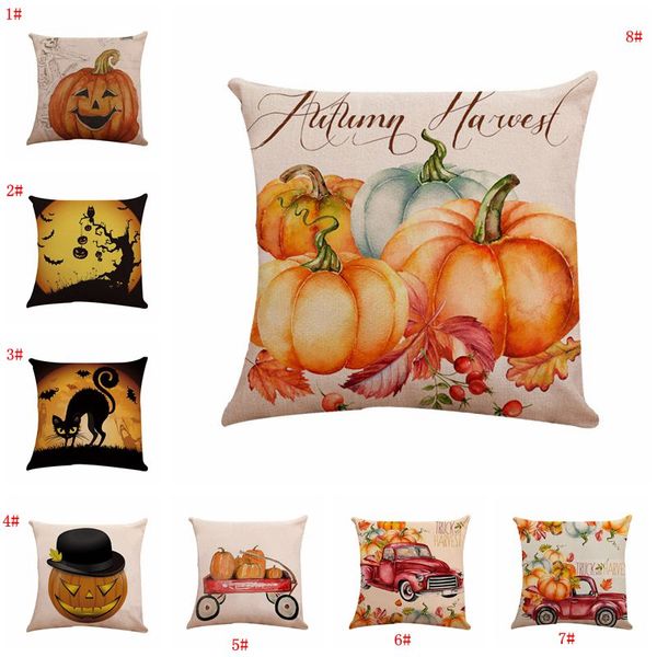 Pumpkin Halloween Base de casse de canapé de canapé-oreiller couvercle de coussin de coussin de chat noir 18x18in de fête d'Halloween Gift DBC VT0573