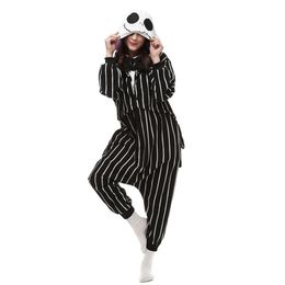 Pompoen Koning Jack Skellington Vrouwen en Mannen Kigurumi Polar Fleece Kostuum voor Halloween Carnaval Nieuwjaar Party welkom Drop Shipp254m