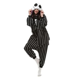 Pompoen Koning Jack Skellington Vrouwen en Mannen Kigurumi Polar Fleece Kostuum voor Halloween Carnaval Nieuwjaar Party welkom Drop Shipp247l
