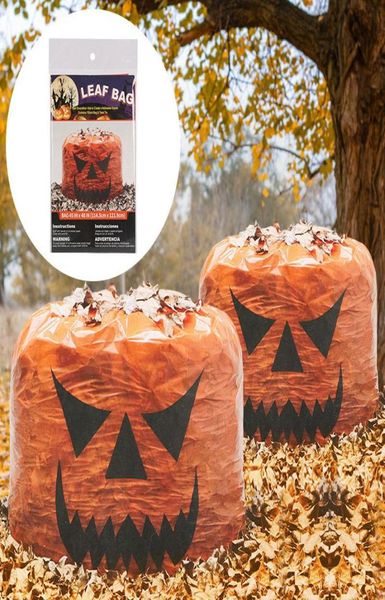 Bolsas de hojas de calabaza Halloween LDPE Bolsas decorativas grandes para césped de calabaza Decoración de Halloween Decoración de patio al aire libre Bolsa de basura de jardín VT15542475