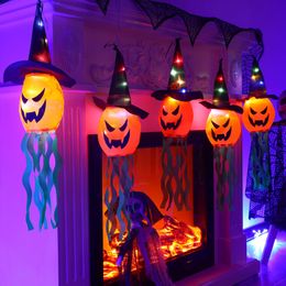 Citrouille LED Halloween décoration lumière clignotante gypsophile fantôme Festival habiller brillant fantôme chapeau lampe décor suspendus lanterne D4.0