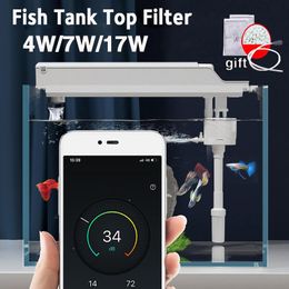 Pompen 4 IN1 Aquarium Top Filter Waterzuivering Circulatiepomp Extern filtersysteem met filterbox Top Aquariumaccessoires