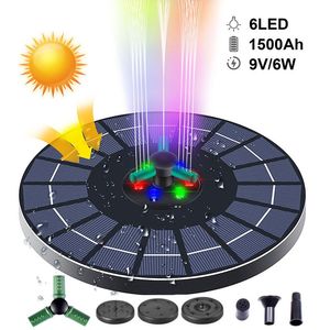 Pompen 9 V/4/6 W Solar Waterfontein 360 Roterende Mondstuk Gekleurde RGB Lichten Drijvende Waterval fontein Vogelbad Outdoor Decoratie