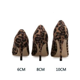 Pompes automne sexy léopard imprimé chaussures pour femmes talons hauts 610cm bureau élégant talons hauts sandales féminines pointues de luxe, chaussures simples de luxe