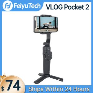 Pumps FeiyuTech Official Vlog Pocket 2 Mini Handheld smartphone Gimbal Stabilizer Selfie Stick voor iPhone 14 13 12, Samsung, Xiaomi