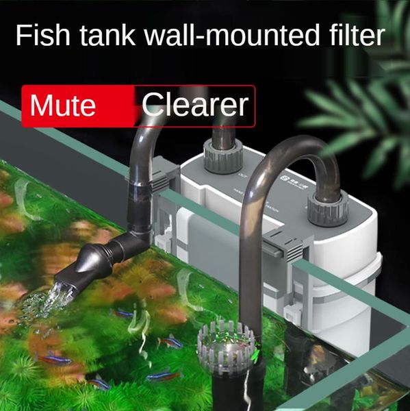 Bombas Filtro de cascada para tanque de peces, bomba de agua externa para acuario, filtro de circulación pequeño montado en la pared, película de aceite eléctrica para eliminar