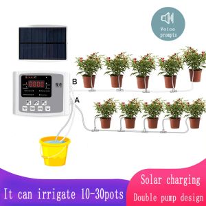 Pumps Garden DRIP -irrigatieapparaat Dubbele pompcontroller Timertimersysteem, Solar Energy Intelligent Automatic Watering Device voor planten