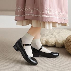 Pumps goth lolita vrouwen platgelegen single schoenen lage top ronde teen college lage hakken casual sweet girls schoenen groot klein formaat 2848