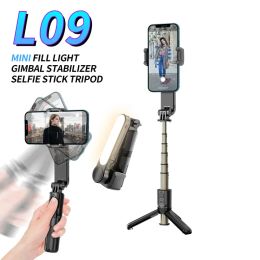 Pumps l09 gimbal stabilisator selfie stick statief met vullicht bluetooth afstandsbediening voor mobiele telefoon xiaomi huawei iOS smartphone