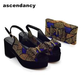 Pompes Lastest Italian Design Fashion Style Soedies Shoe With Matching Sac Sac 2023 Nigerian Shoes and Bag Set Shoes Wedding Shoes Bride