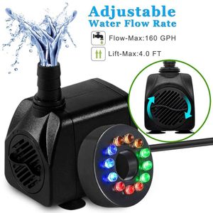 Pompen LED Dompelpompen Met 12 LED Duiklicht Voor Aquarium Fish Tank Vijver Beeldhouwwerken Outdoor Fonteinpomp