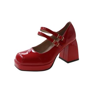 Pompes Nouvelles chaussures à haut heéls épais vintage 2023 tête carrée bouche peu profonde