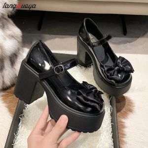 Pumps platform Mary Jane schoenen witte pompen voor vrouwen hoge hakken band Mary Jane schoenen vrouw goth dikke hakken feestschoenen 2023