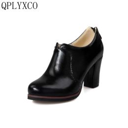 Pompes qplyxco 2017 Vente nouvelle rétro grande taille 3248 Femmes High Heels Chaussures Ladies Fashion Pumps Round Toe Party Dance Marding Chaussures 071