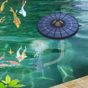 Pompes Pompe à oxygène d'aération solaire ronde pompes d'aérateur d'air d'eau silencieuses stables pour l'oxygénation de pêche en plein Air d'aquarium de réservoir de poissons