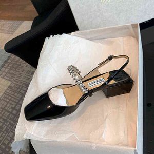 Escarpins sandales printemps été sandale noir tongs pour femmes Baotou Mary Jane sandales femme femme chaussures sandales talons 220228