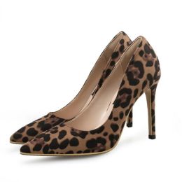 Pompes printemps sexy léopard femmes chaussures hautes talons 610 cm de bureau élégant chaussures de pompes femme imprimé animal pointu à orteil singles de luxe chaussures